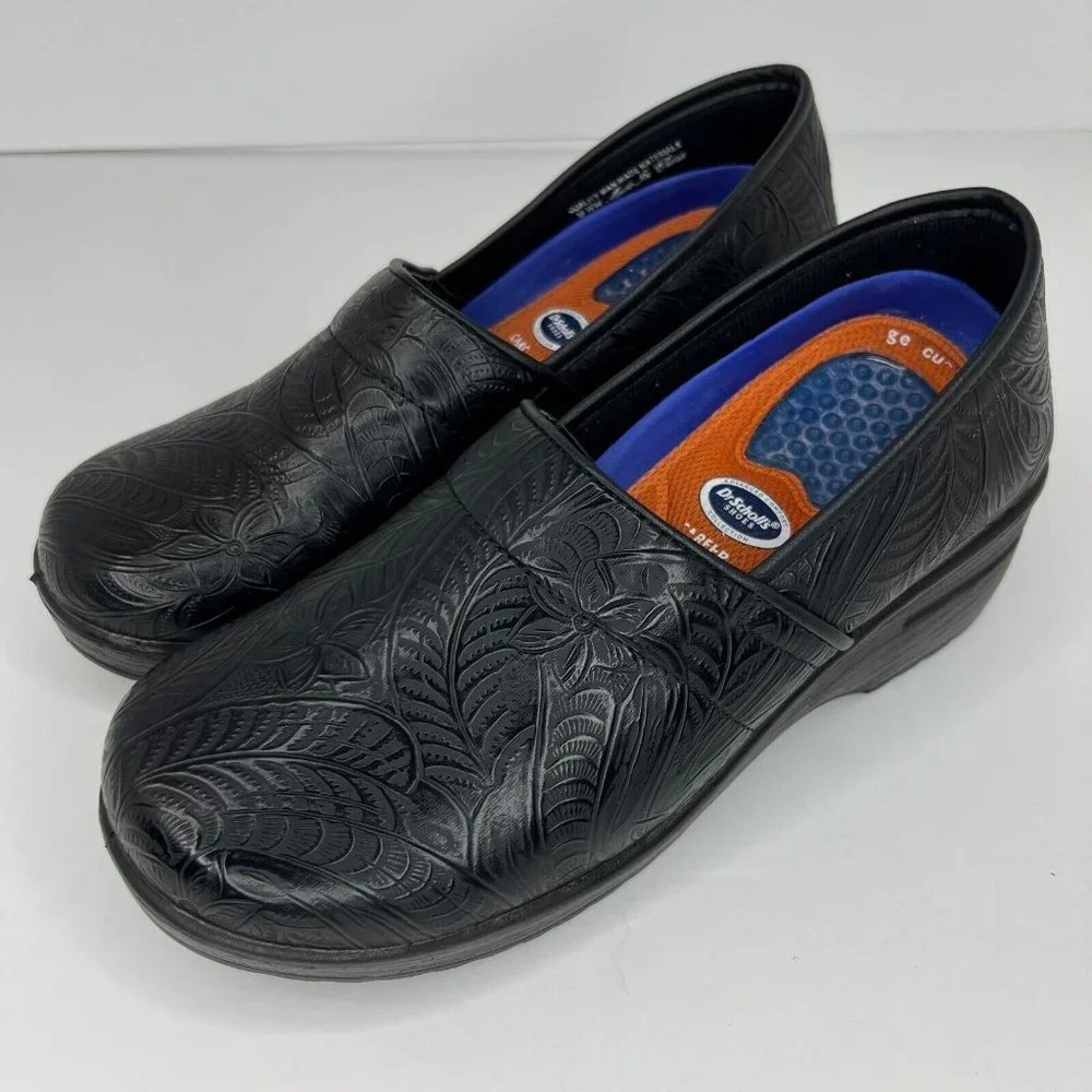 Dr. Scholls Womens Slip Resistant Black Non Marking Size 9WW Clog Shoes